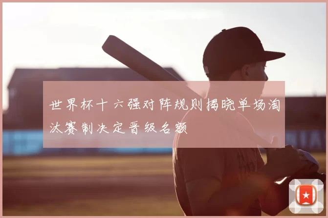 世界杯十六强对阵规则揭晓单场淘汰赛制决定晋级名额
